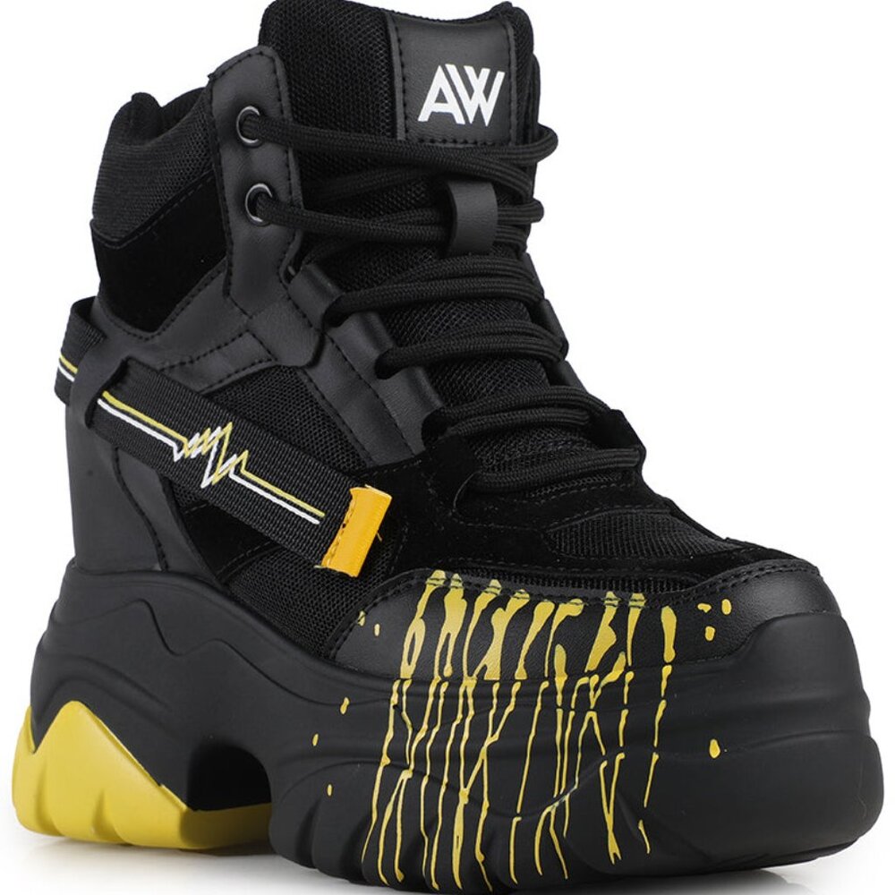 DATE 01 Electric Pulse Black Platform Sneakers